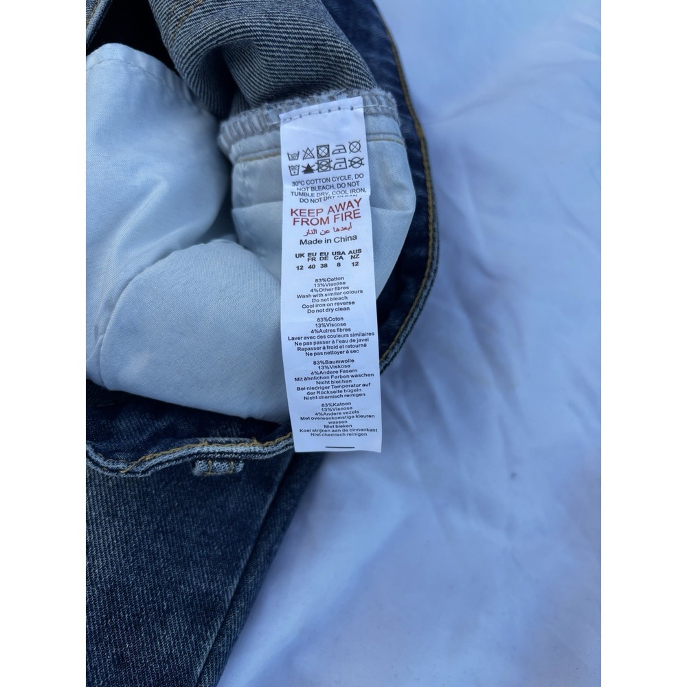 Pretty Little Thing Saddleback Jeans Size 8 Midwash 90s Wide Leg - Picture 4 of 8